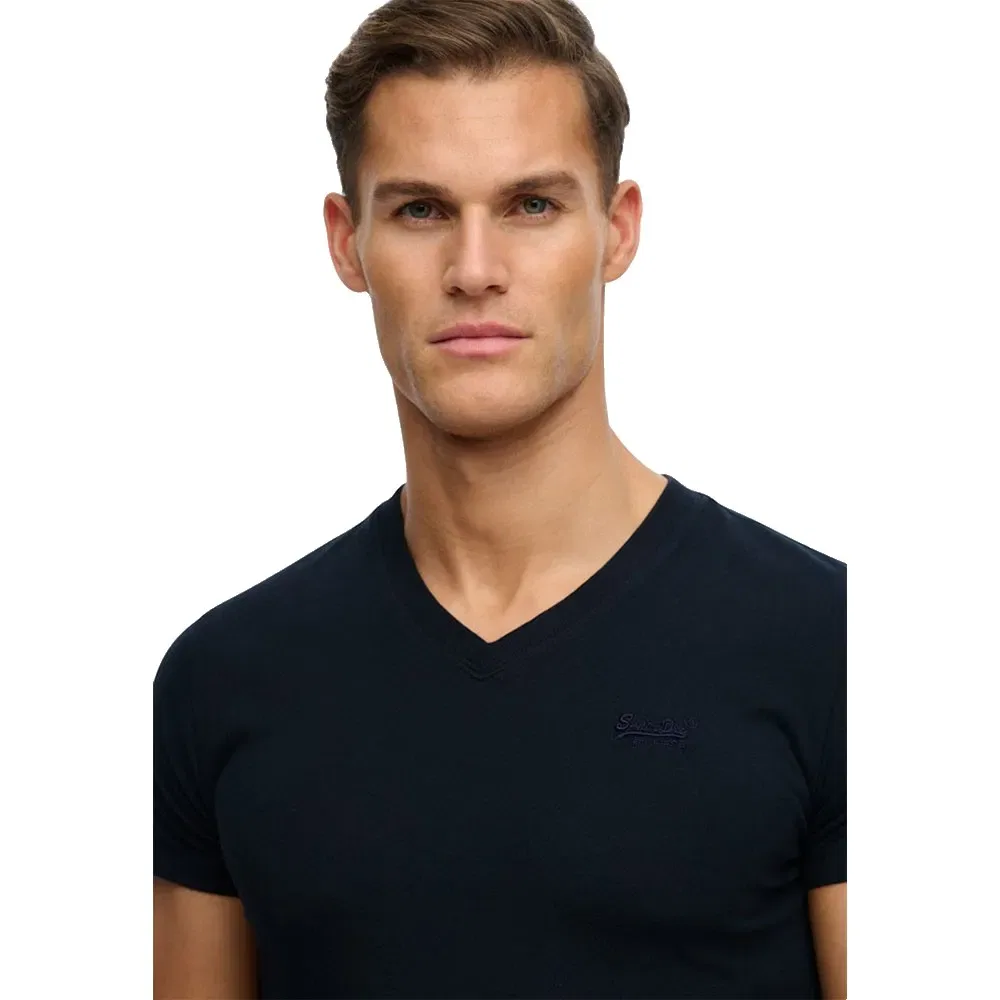Мужская футболка с V-образным вырезом Vintage Logo Embroidered Vee Superdry, Blue — фото 4