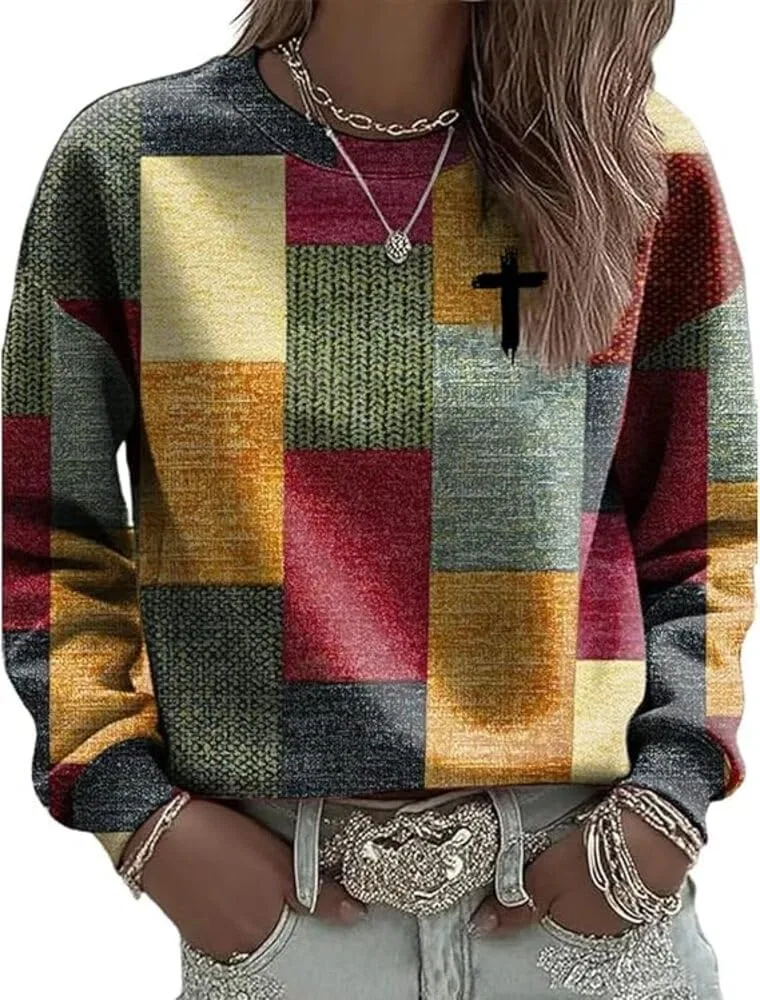 Женский свитшот с принтом Faith Cross Fall