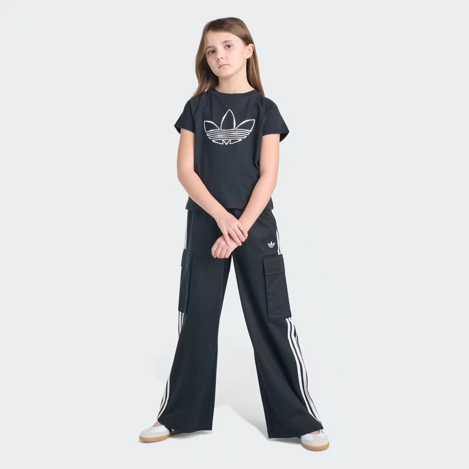 Детские брюки карго с эластичным поясом 3-Stripes Cargo Adidas Originals, черный — фото 2
