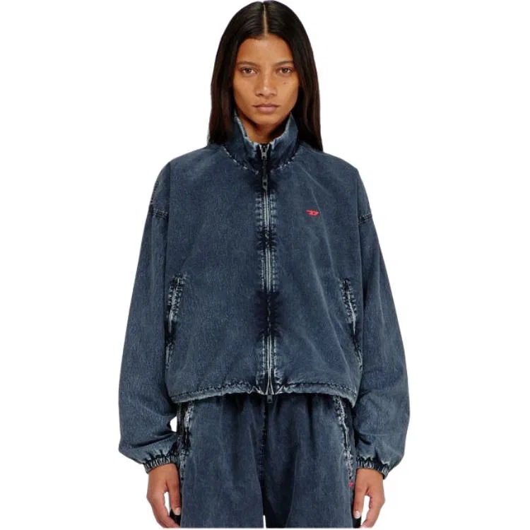 Женская джинсовая куртка прямого кроя DIESEL, Dark Blue/Red — фото 4