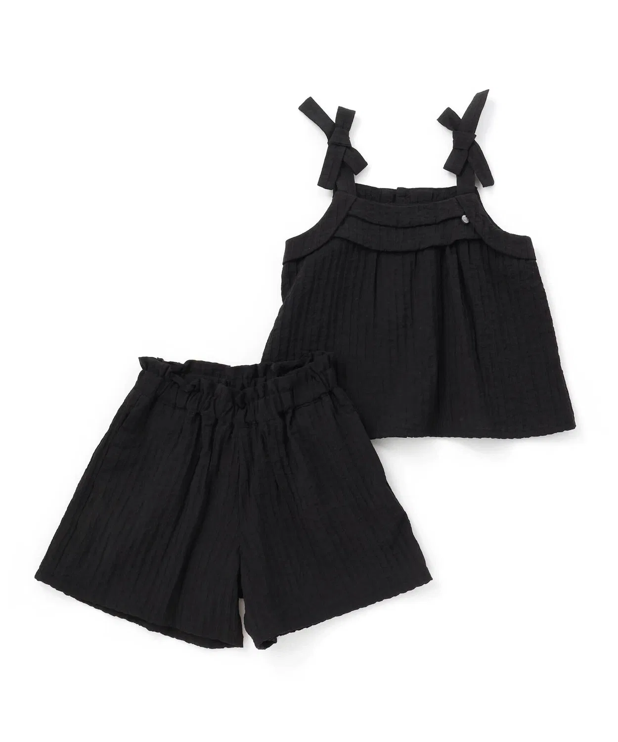 Детский комплект из туники и шорт из сатена с бантом BeBe Petits Pois Vert, Black