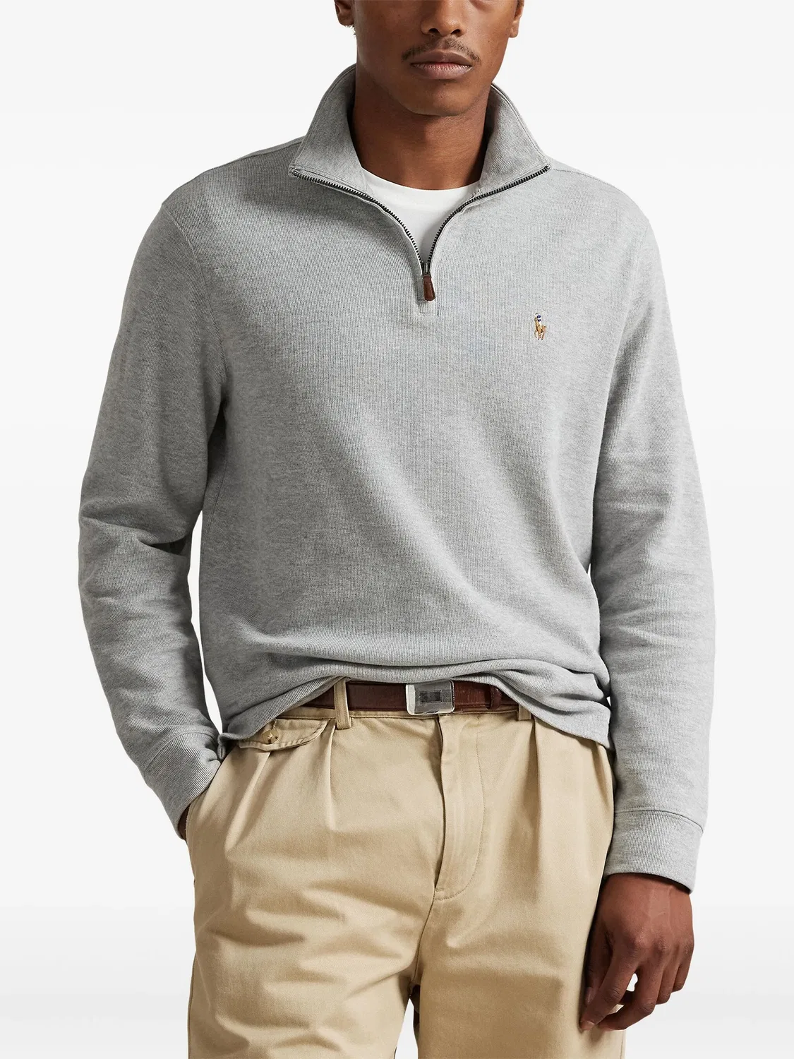 Polo Ralph Lauren Мужской свитшот с полумолнией серый — фото 2