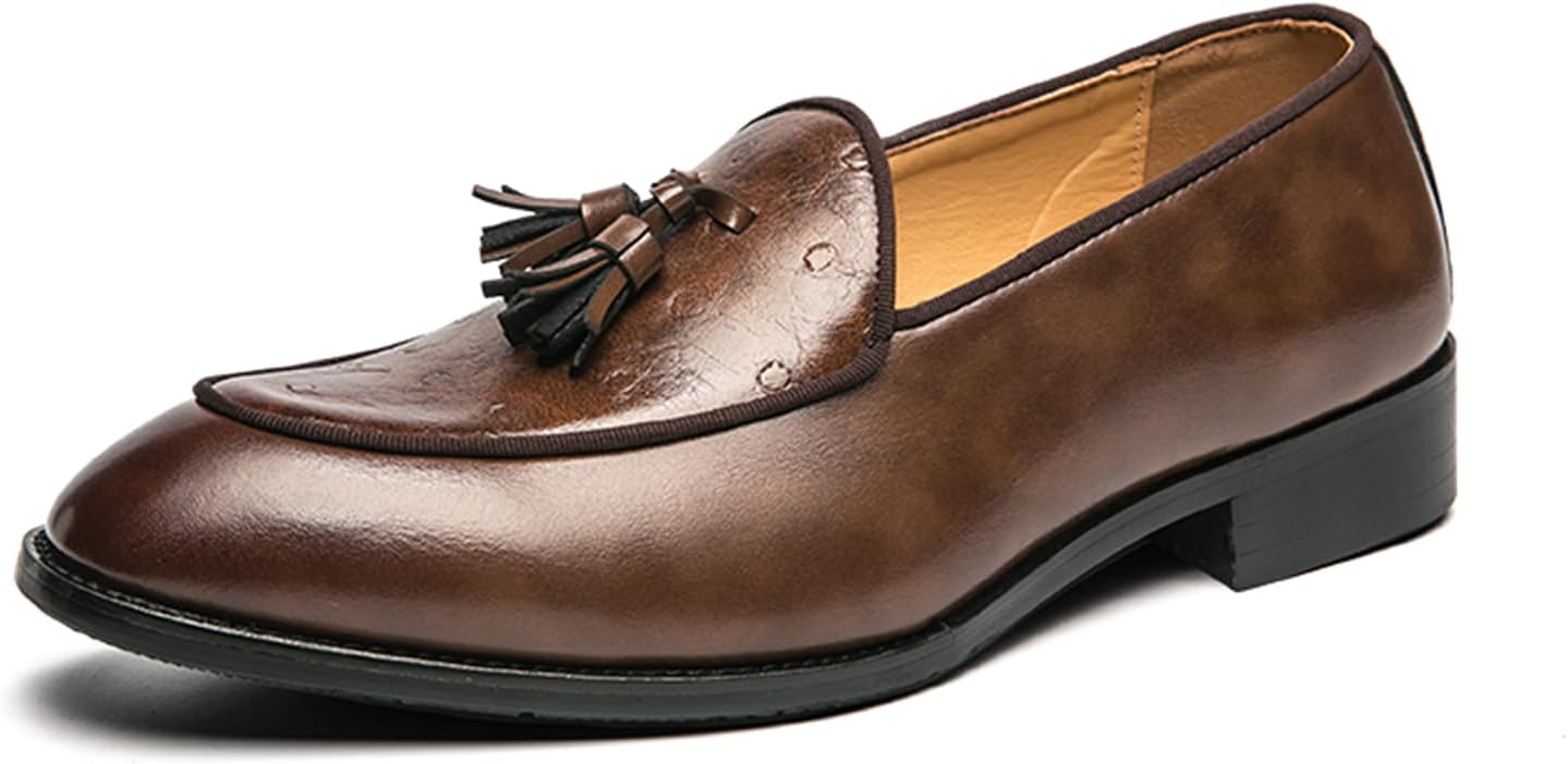 

Мужские кожаные слипоны JHFDIOY с кисточками, модные повседневные мокасины, лодочки для работы, офиса и формальных мероприятий, пенни-слипоны, коричневый