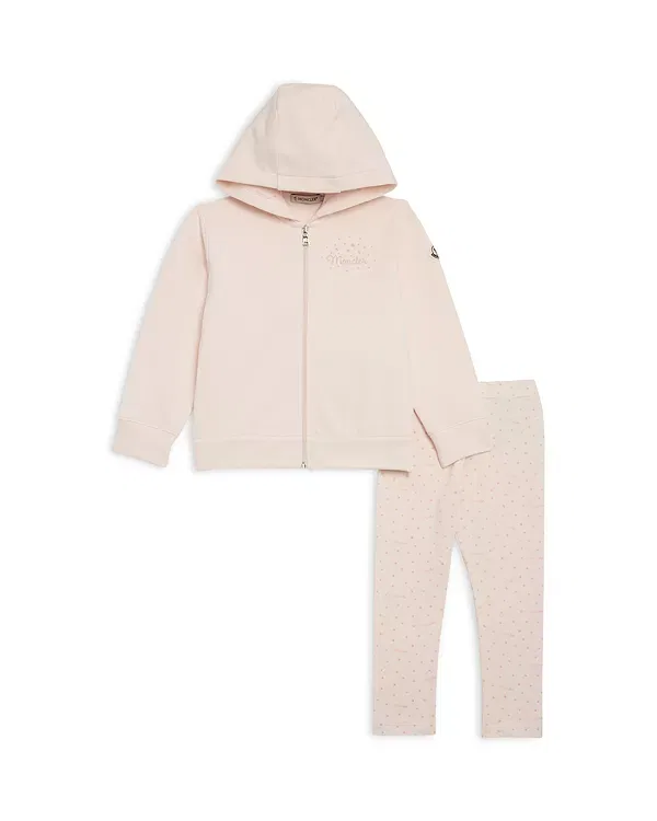 Детский комплект из худи и леггинсов для девочек с принтом Moncler, Light Pink