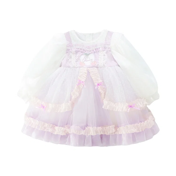 Детское платье для девочек с принтом Lanza, Cherry Lolita Purple