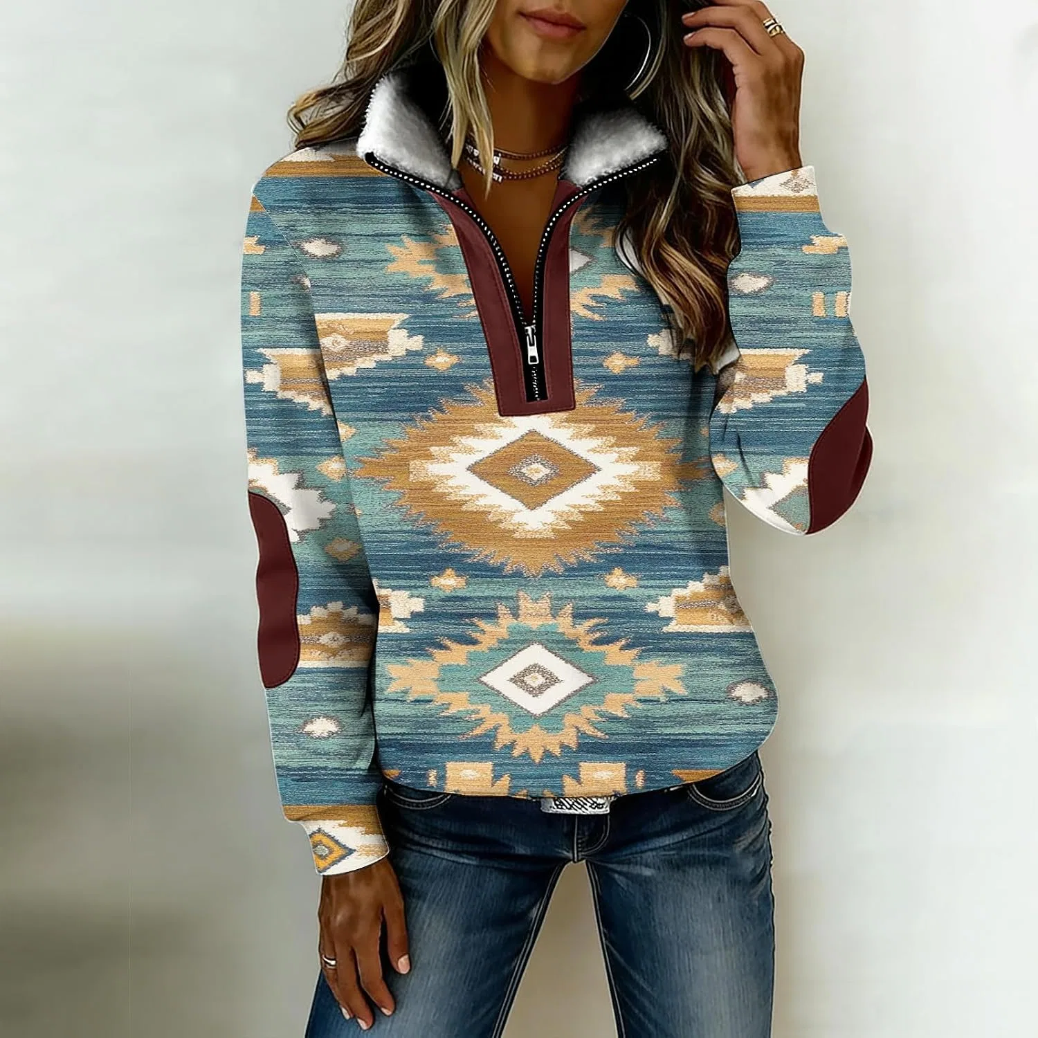 Женское худи с принтом Aztec Print, мультиколор — фото 3