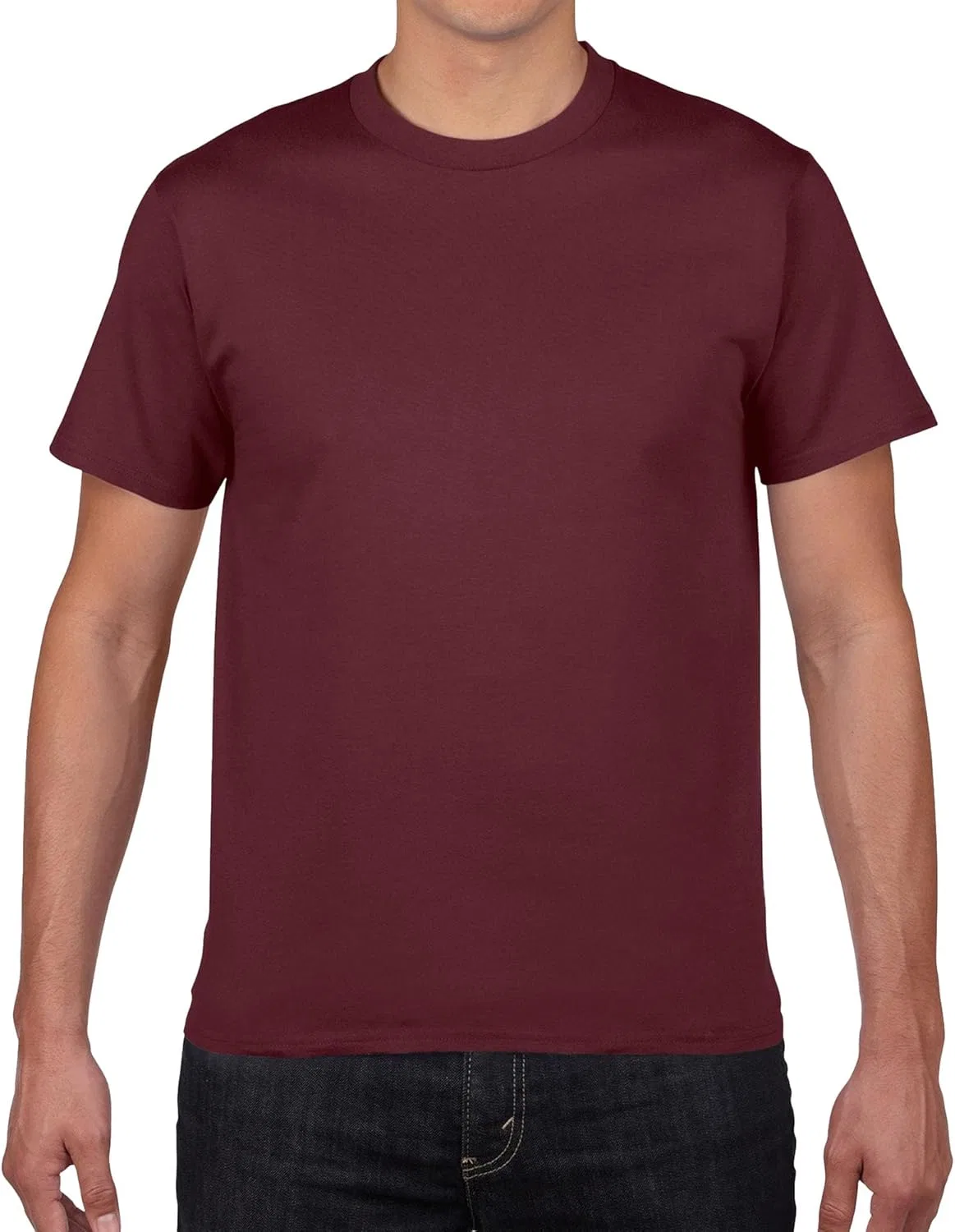 Мужская хлопковая футболка с круглым вырезом, Chestnut Color