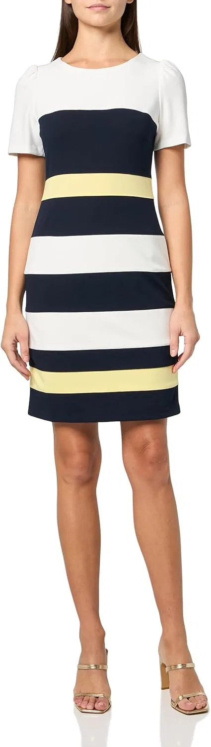 Женское цветочное платье-футляр с коротким рукавом Tommy Hilfiger, Ivory/Sunshine/Sky Captain