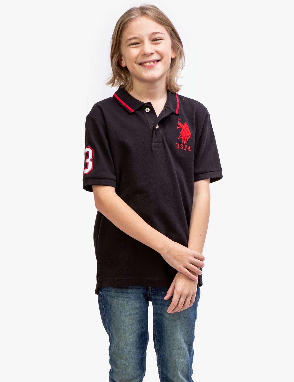 

Футболка поло U.S. Polo Assn. Boys Pique Solid, черный