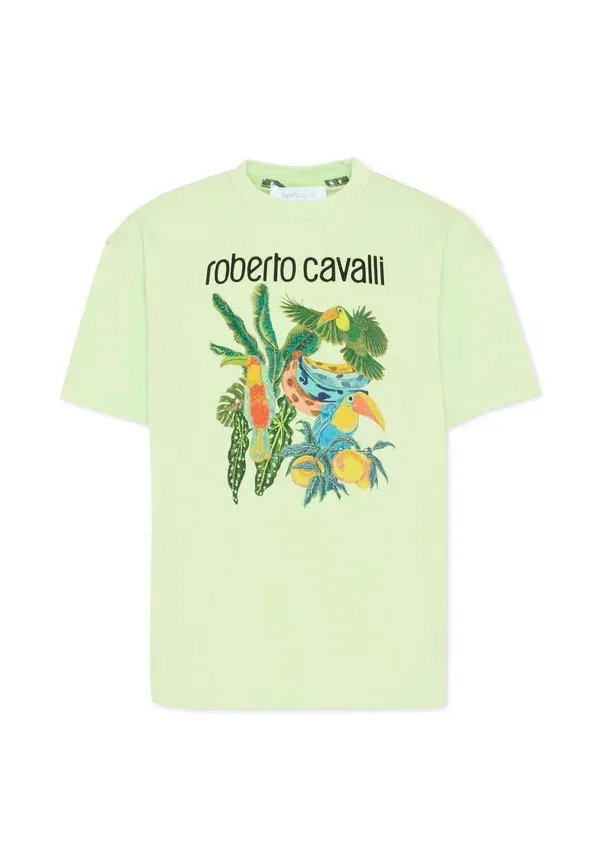 Футболка с принтом Animals Roberto Cavalli Junior Green, зеленый