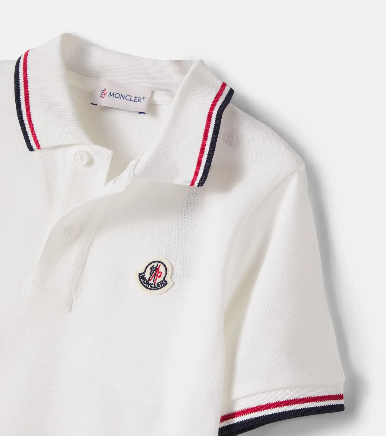 Рубашка-поло из хлопкового пике Moncler Enfant, белый — фото 4