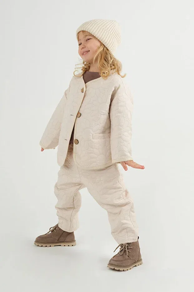 Объемная ребристая куртка бежевого цвета Mioma Kids — фото 2