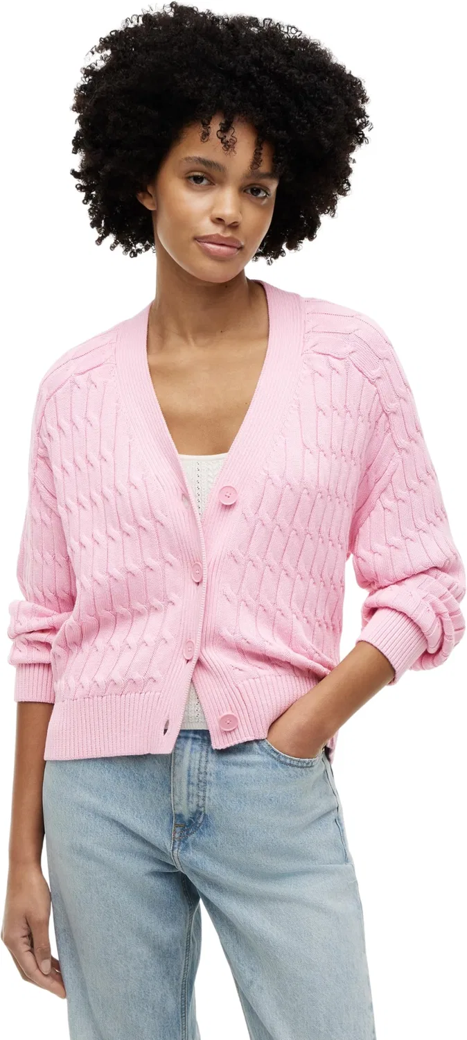 Женский свитер с V-образным вырезом Mid GG Cable Tommy Hilfiger, Pink (Classic Pink)