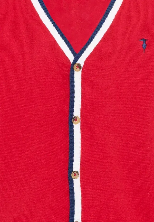 Кардиган хлопковый Cardigan Tru Trussardi Junior, красный — фото 3