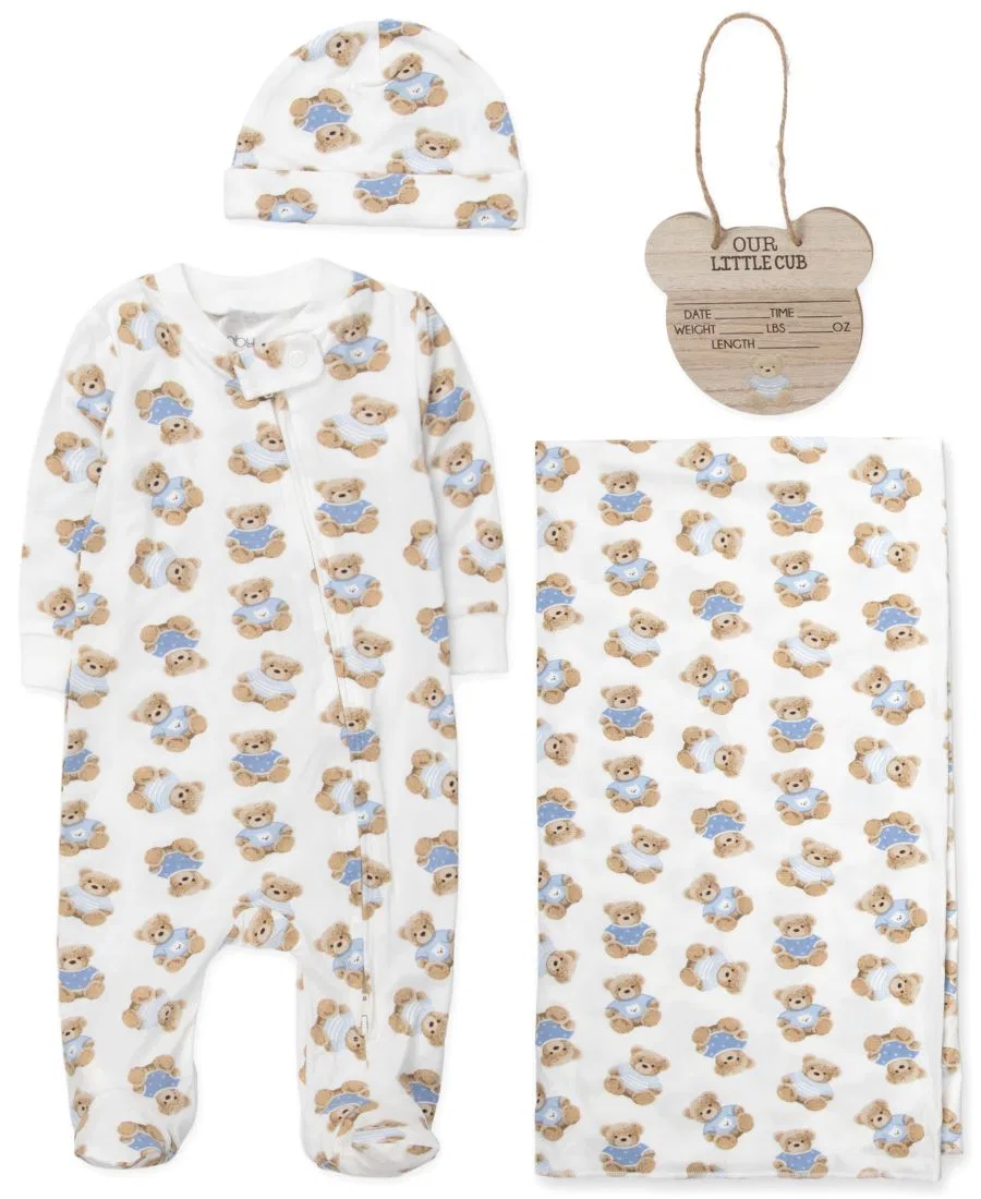 Комплект из 4 предметов для новорожденного с медвежонком Baby Essentials, Navy