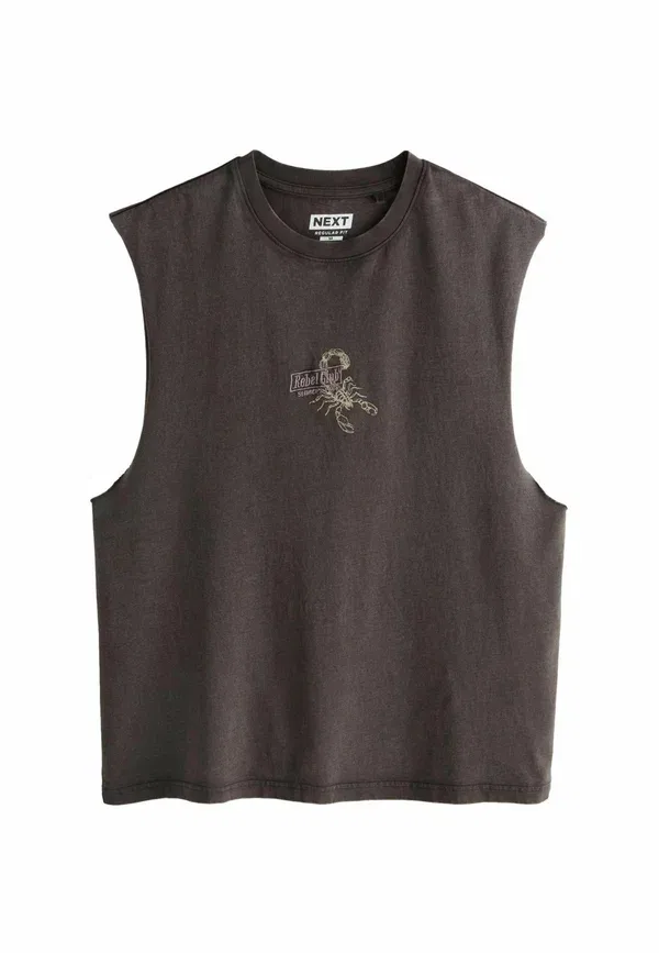 Топ с вышивкой Regular fit - washed tank top graphic vest - top Next, Brown, коричневый — фото 4