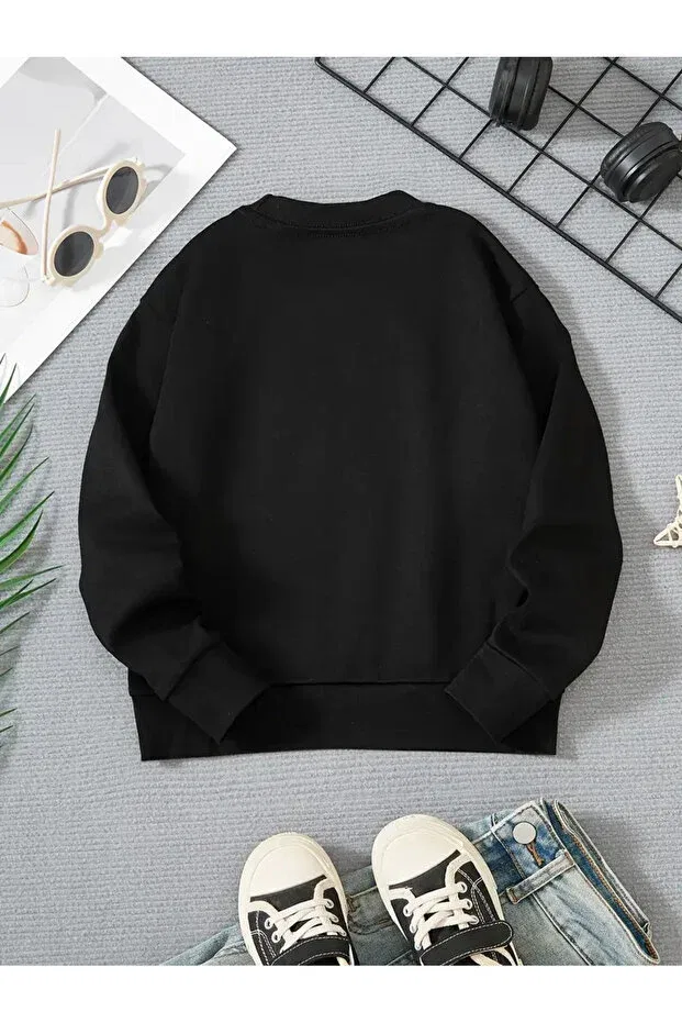 Детская футболка с принтом для девочек Bow Printed Black Long Sleeve T-Shirt for Girls Haha, Black — фото 2