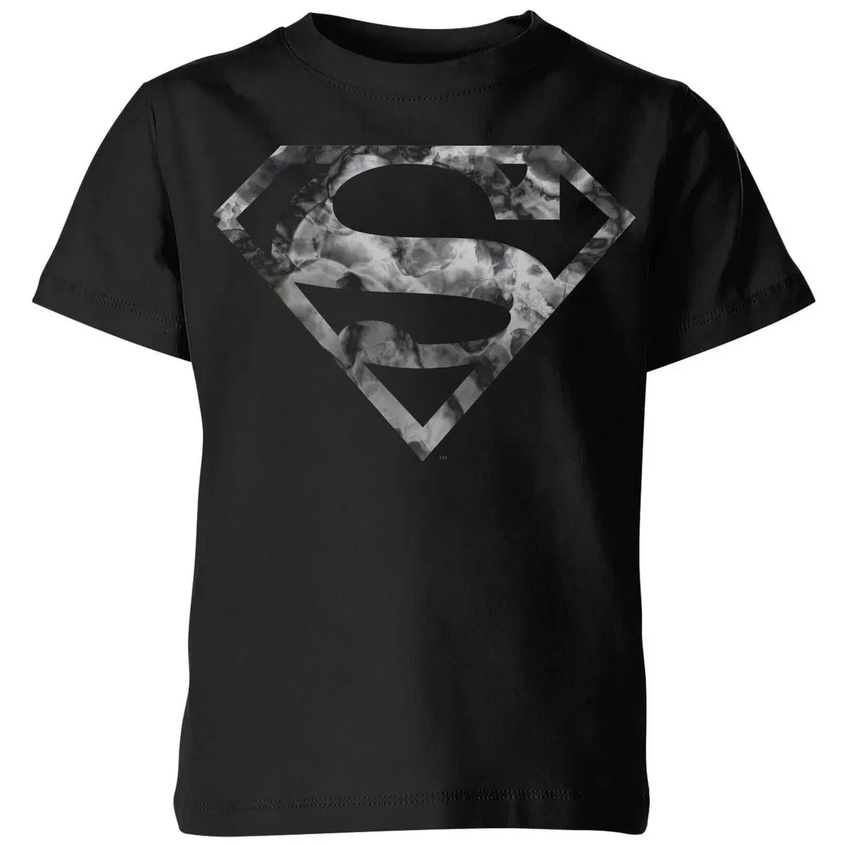 Детская футболка с принтом Original Marble Logo Superman, Black — фото 2