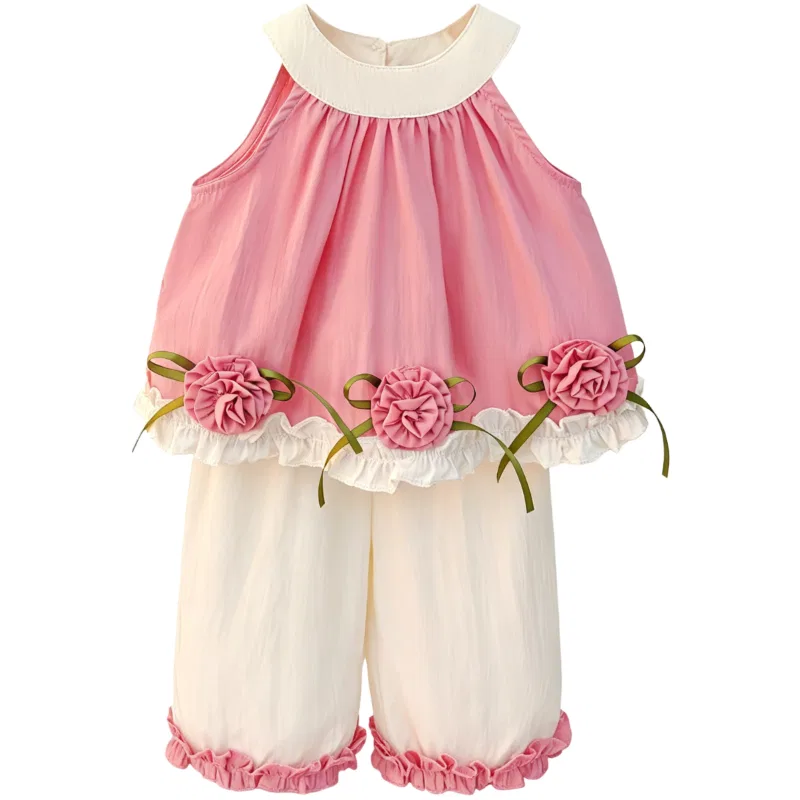 Детский комплект из футболки и шорт Pink Short-Sleeved Shirt Pink Shorts YALU