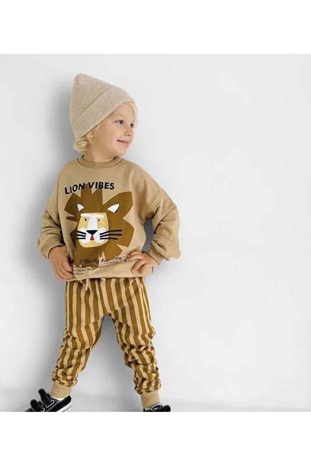 Детский спортивный костюм для девочек с принтом Lion Hulohoopbaby, Brown