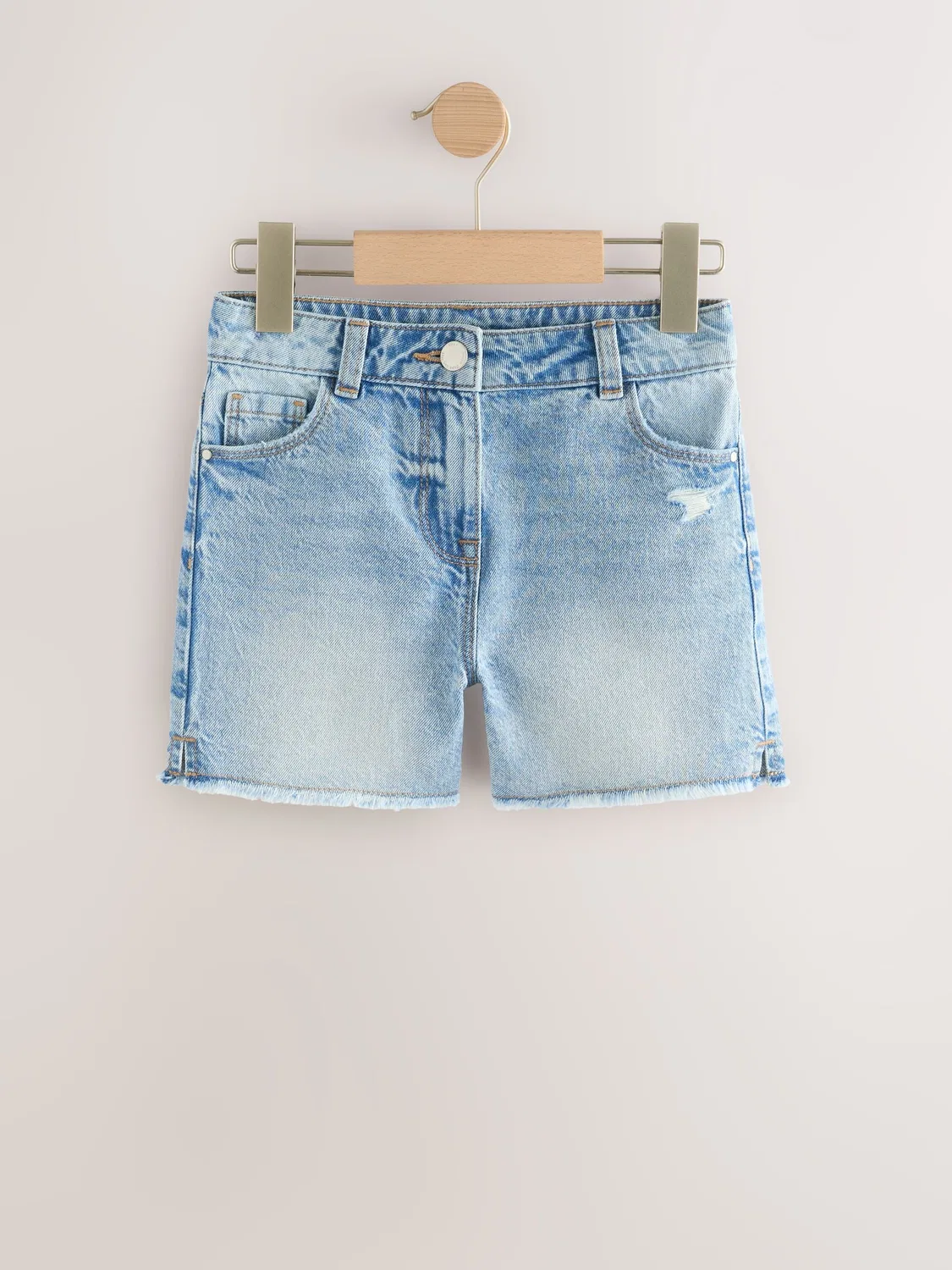 Шорты джинсовые с бахромой Mid Blue Longer Length Frayed Edge Denim Shorts Next, средний синий