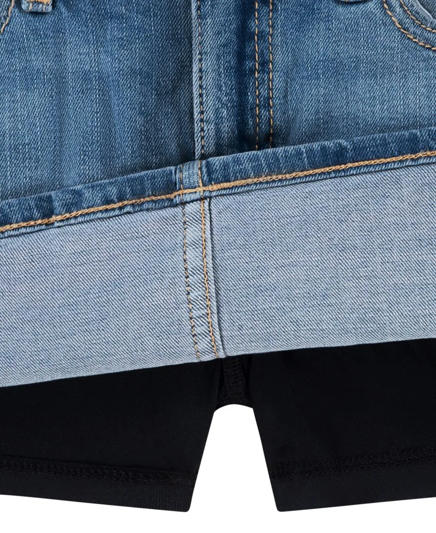 Детская джинсовая юбка-шорты с задними карманами abercrombie kids, Medium Blue — фото 4