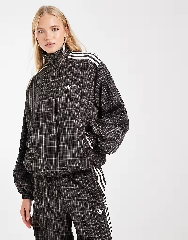 Спортивная куртка Adidas Originals в клетку, ночной коричневый — фото 3
