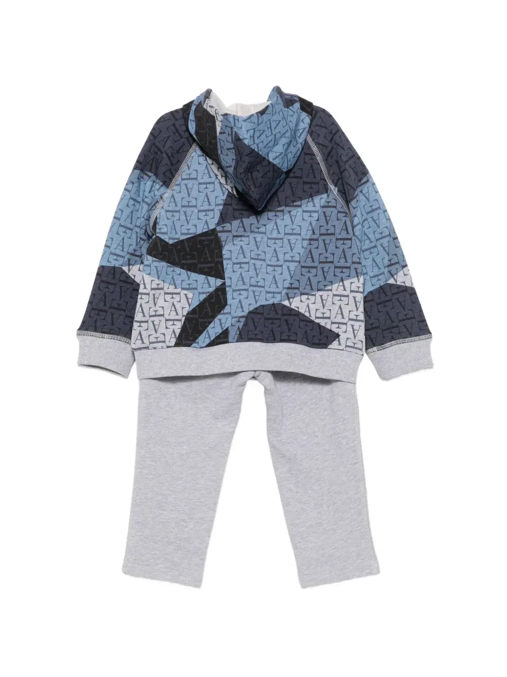 Спортивный костюм с капюшоном и монограммой Emporio Armani Kids, серый — фото 2