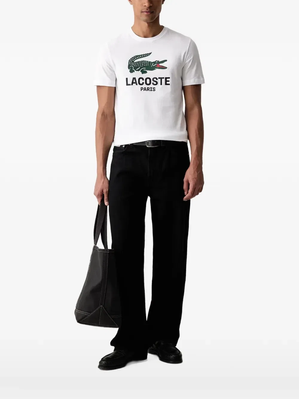 Хлопковая футболка с принтом Lacoste, белый — фото 2
