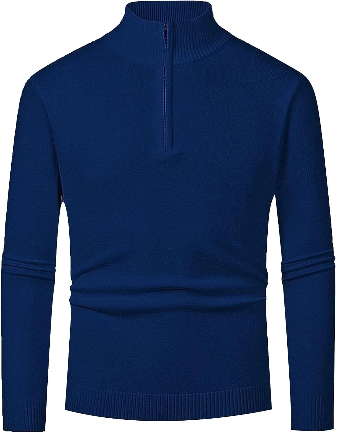 Свитер-полузип для мужчин Slim Fit легкий пуловер с воротником-стойкой