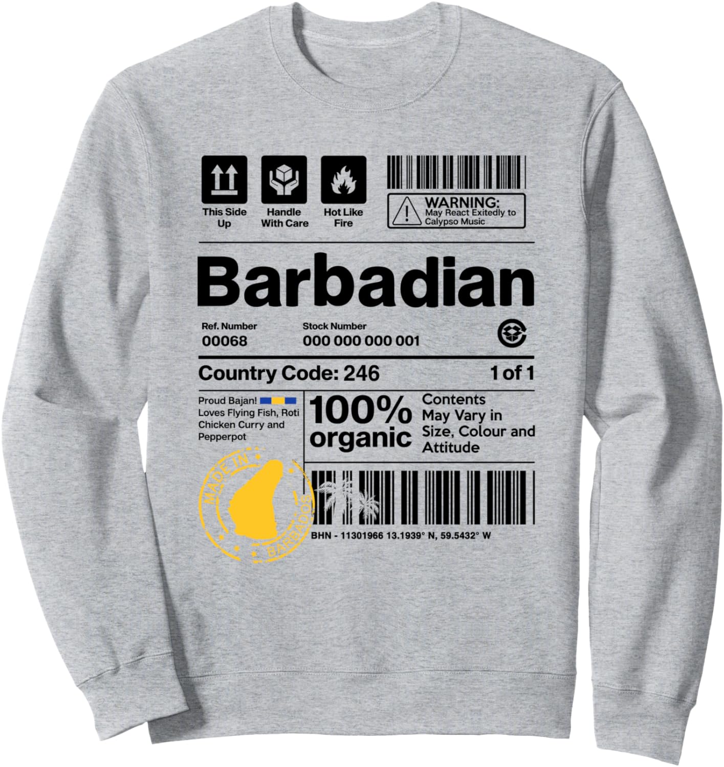 

Сделано на Барбадосе. Инструкция по уходу: Толстовка Tropic Barbados Heritage Apparel, серый