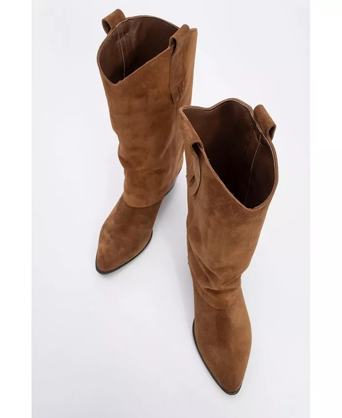 Ботинки Teodora на кожаной платформе с квадратным каблуком (женские) Forever & Always Shoes, коричневый — фото 2