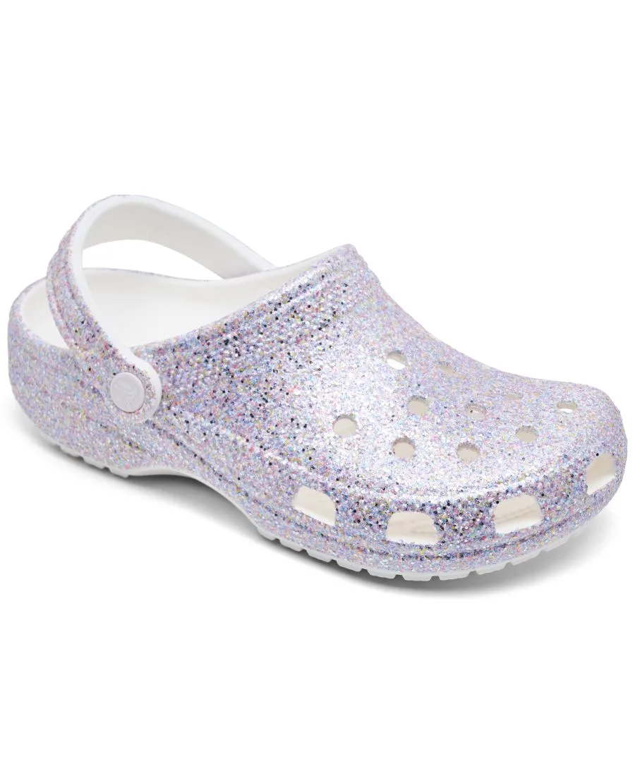 Классические сабо с блестками для девочек от Finish Line Crocs, белый