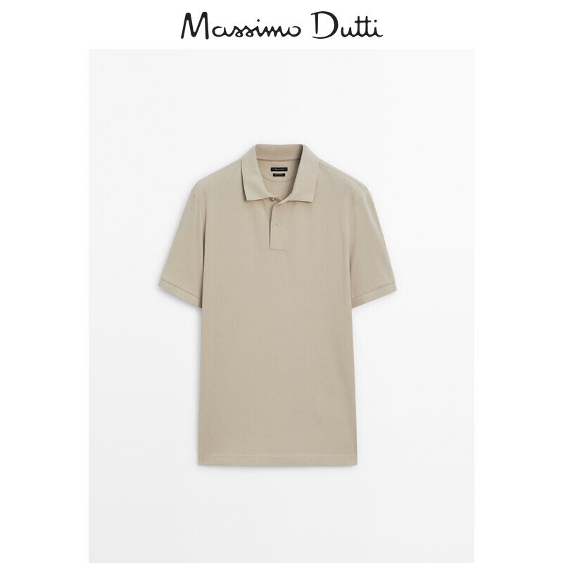 

Рубашка-поло мужская Massimo Dutti с короткими рукавами, кремовый
