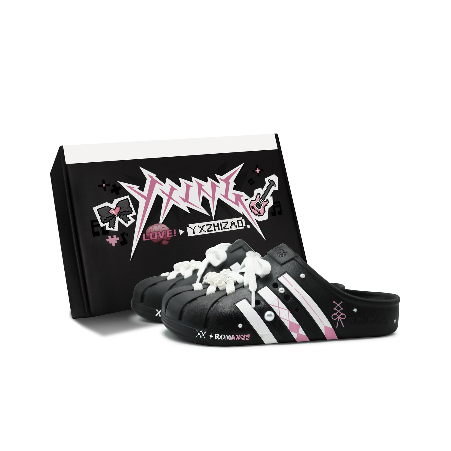 ADILETTE CLOGS Тапочки с обёрнутым носком Унисекс Чёрный Белый Розовый Adidas, Чёрный Розовый
