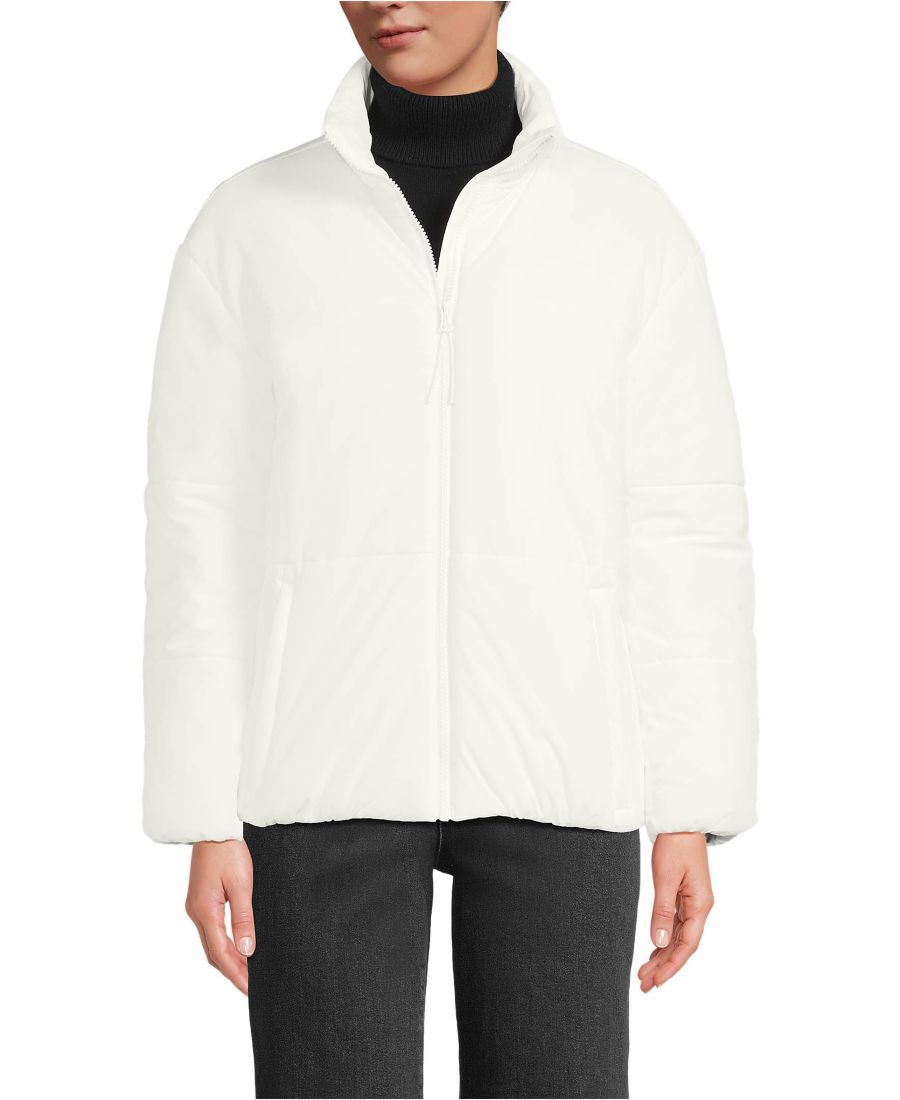 

Женская утепленная широкая куртка для поездок на работу Lands' End, Eggshell white