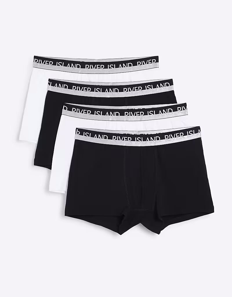 

River Island Набор из 4 серебристых трусов с разрезом на поясе черного цвета