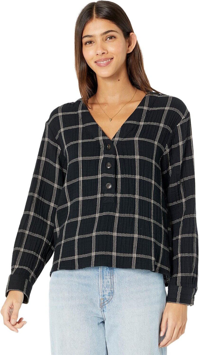 

Топ Madewell Lightspun Evert Top in Windowpane, цвет True Black