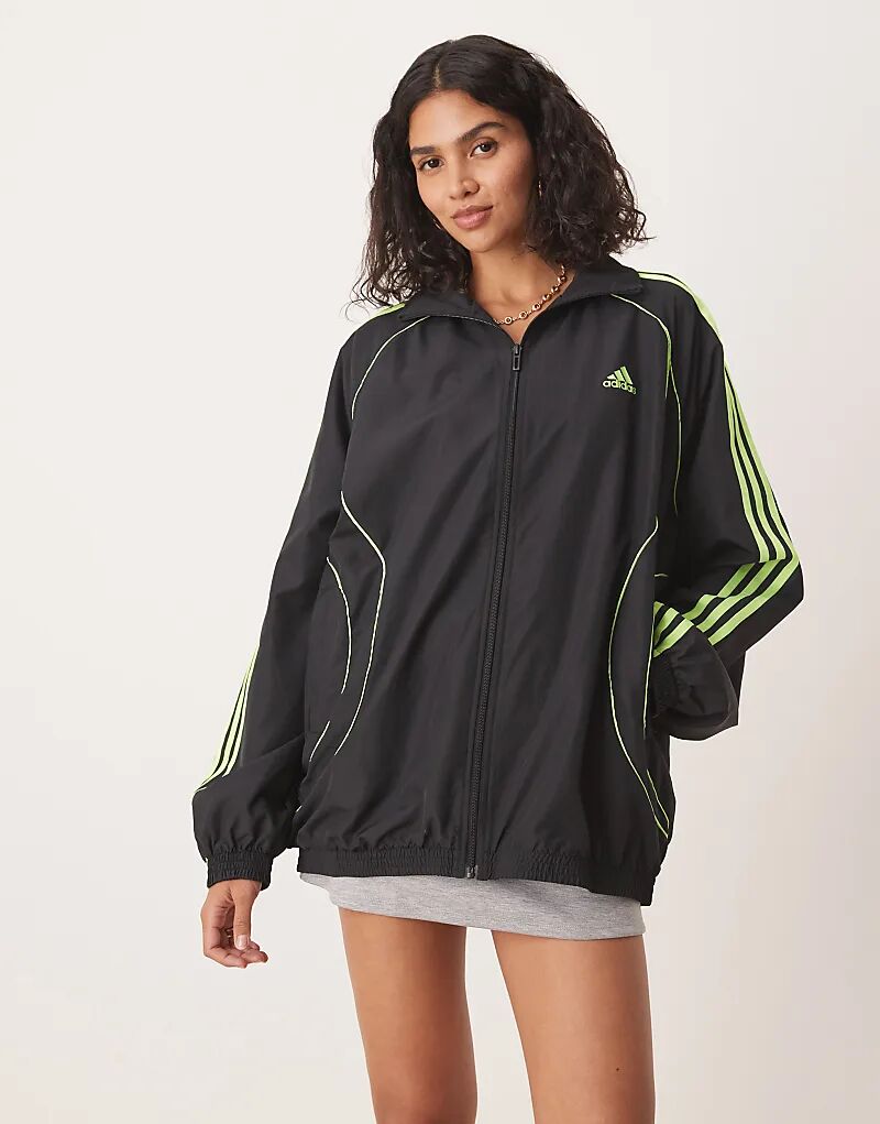 

Свободный плетеный трикотажный топ adidas Originals Teamgeist adicolor черного и ярко-зеленого цветов