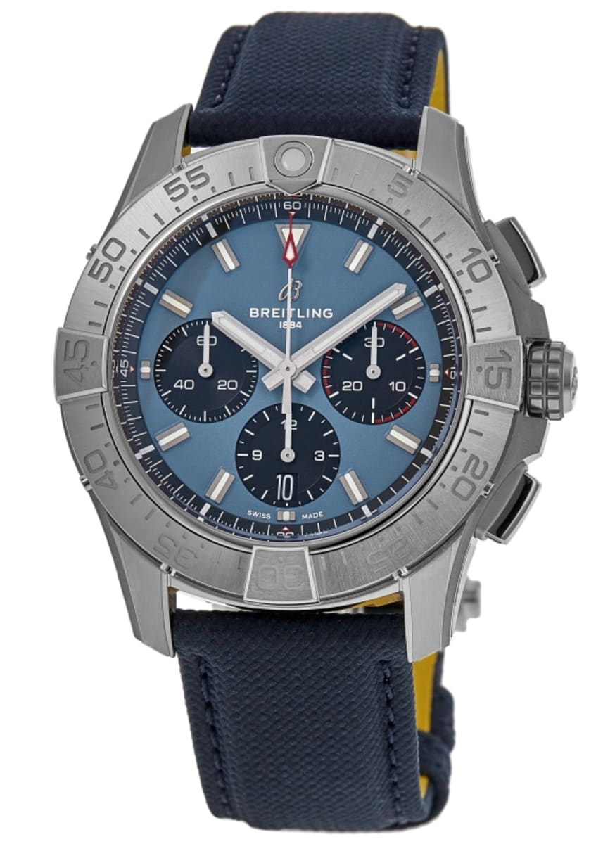 

Breitling Avenger B01 Chronograph 44 Blue Dial Кожаный ремешок Мужские часы AB0147101C1X1, синий