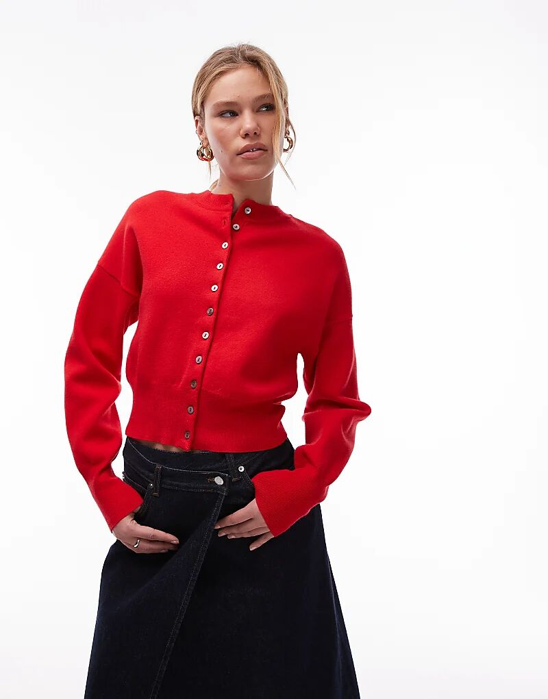 

Кардиган Topshop с плотным приталенным кардиганом серого цвета