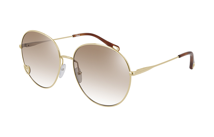 Chloe круглые металлические солнцезащитные очки Chloé, 008 розовый lens золотой frame — фото 2