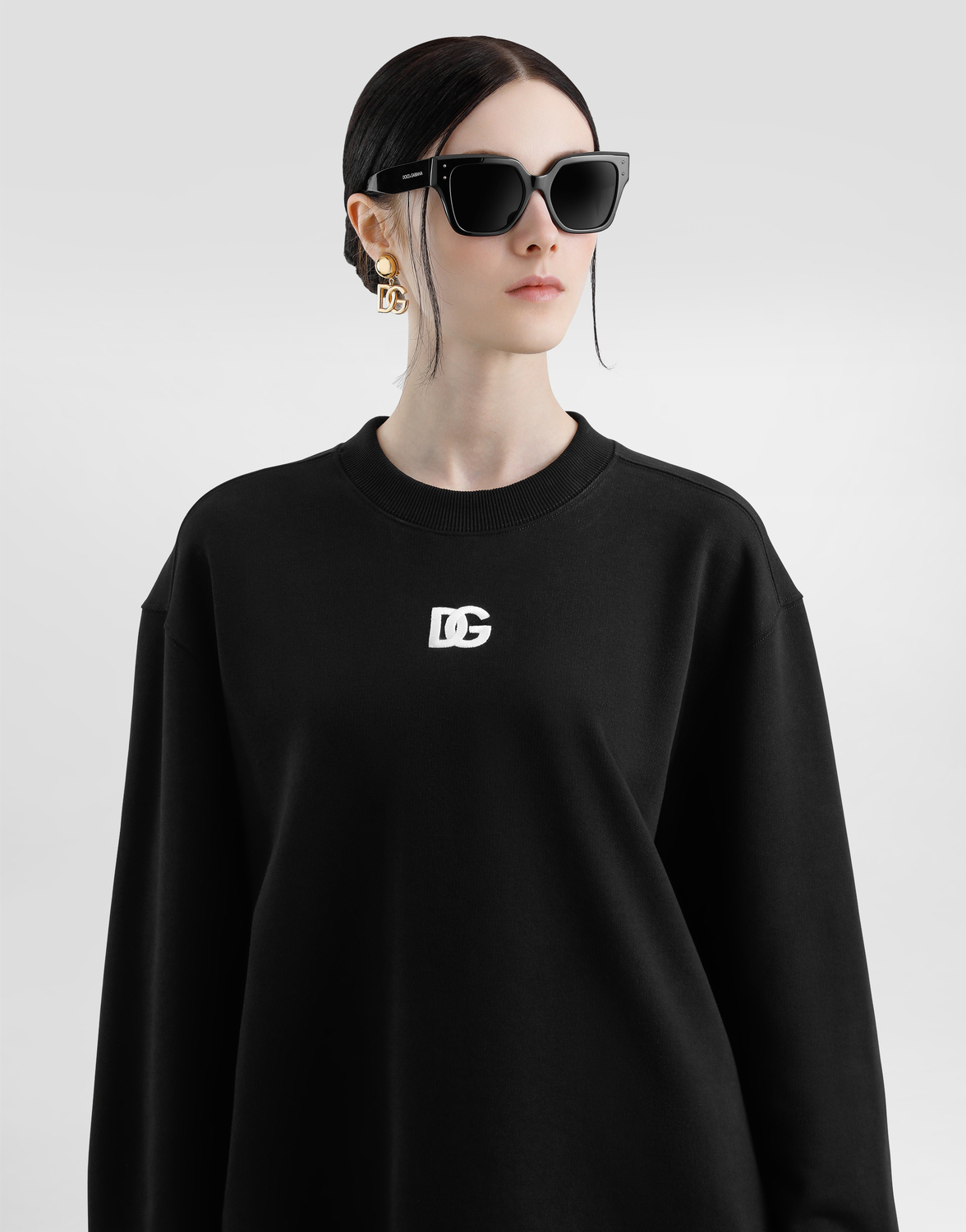 Свитшот Dolce & Gabbana Jersey With DG Embroidery, черный — фото 4