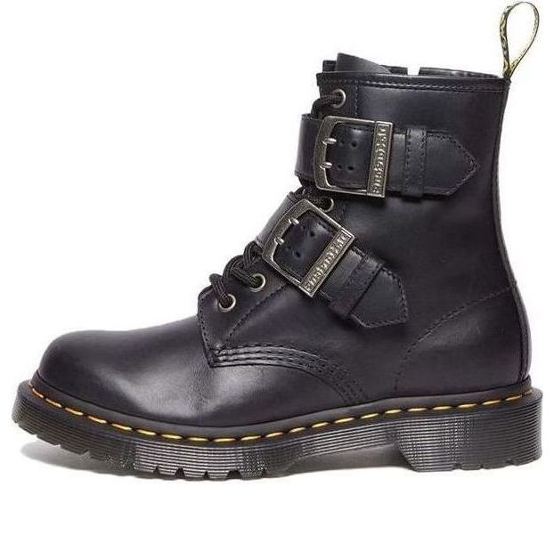 

Ботинки Dr.Martens 1460 Buckle Pull Up Leather Lace Up Boots 'Black Silver' 31033001, черный