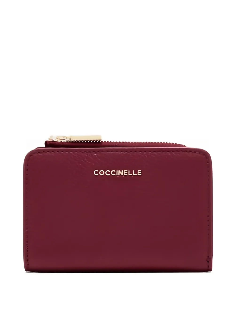 

Металлический кожаный кошелек на молнии Coccinelle, красный