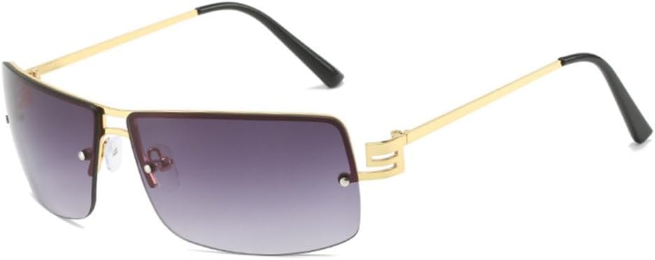 

Солнцезащитные очки без оправы квадратной формы 2027 года для женщин и мужчин, модные солнцезащитные очки с оригинальными линзами, винтажные панк-очки для вождения MTZJH, Gray