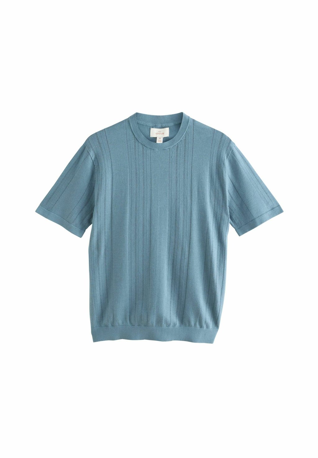 

Футболка с принтом REGULAR FIT-SIGNATURE SHORT SLEEVE TEXTURED STRIPE CREW Next, синий