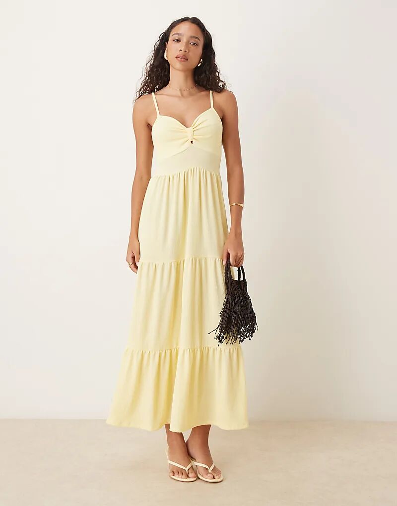 

Многоярусное платье макси JDY светло-желтого цвета