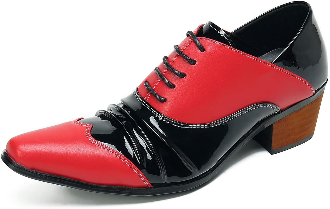 

Мужские туфли Santimon Plain Toe из натуральной кожи с шнуровкой, удобные повседневные, модные, новаторские оксфорды для вечеринок, красный