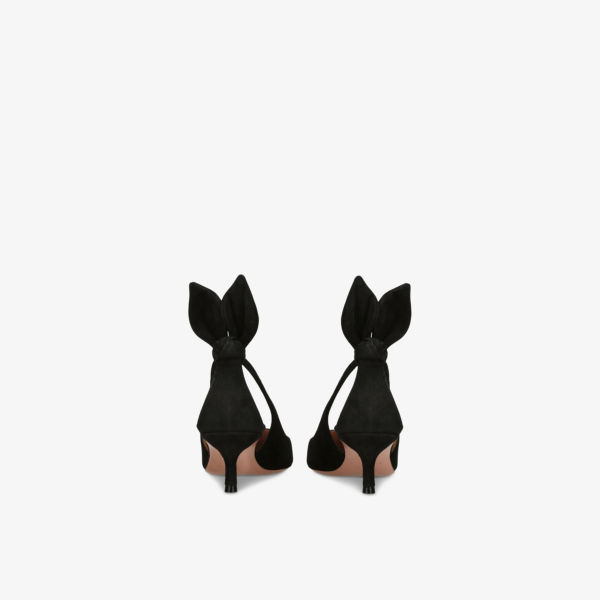Ботинки Aquazzura на каблуке с бабочкой из замши, черный — фото 4